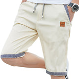 Summer men shorts cotton elastic waist casual