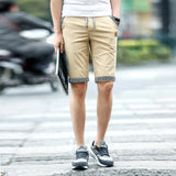 Summer men shorts cotton elastic waist casual