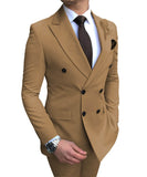 Suit Double-breasted Notch Lapel Flat Slim Fit (Blazer+Pants)
