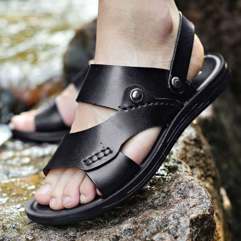 Vintage Real Leather Non-slip Beach Slip-On Sandals – Stunning Moves