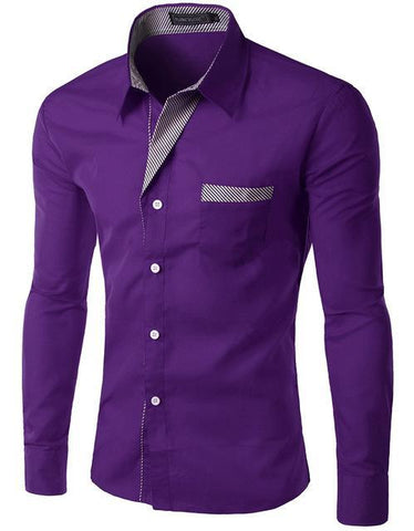 New Fashion Long Sleeve Shirt Men Slim fit Design Formal Casual