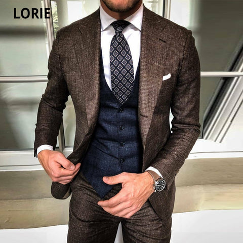 LORIE Business Suits for Men Tuxedo 3Piece Slim Fit