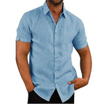 Short Sleeve Shirt Solid Comfortable Pure Cotton And Linen