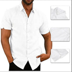 Short Sleeve Shirt Solid Comfortable Pure Cotton And Linen