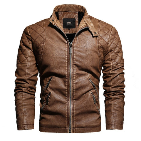 Faux PU Leather Jacket Casual Embroidery